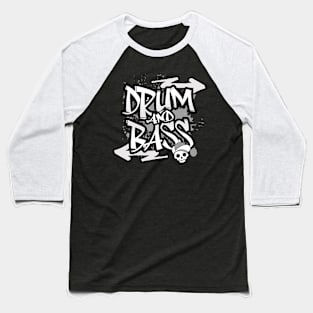 DRUM AND BASS  - Graffiti Skull (grey) Baseball T-Shirt